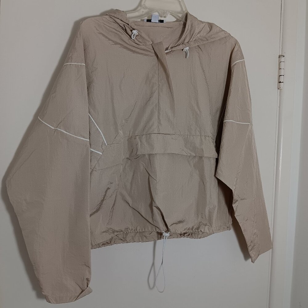 Favlux fashion beige light weight hooded  windbreaker jacket medium